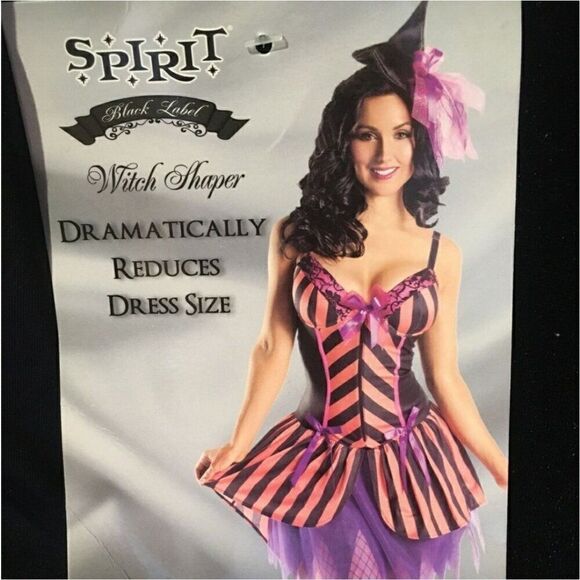 Women's Halloween Witch Costume Corset Dress & Gloves Set With Purple Bows XL - Picture 2 of 9
